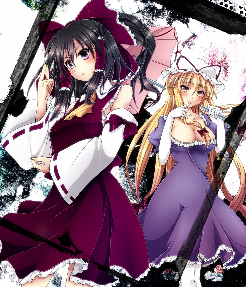 cleavage fuyuno_taka hakurei_reimu kuroya_lily touhou yakumo_yukari