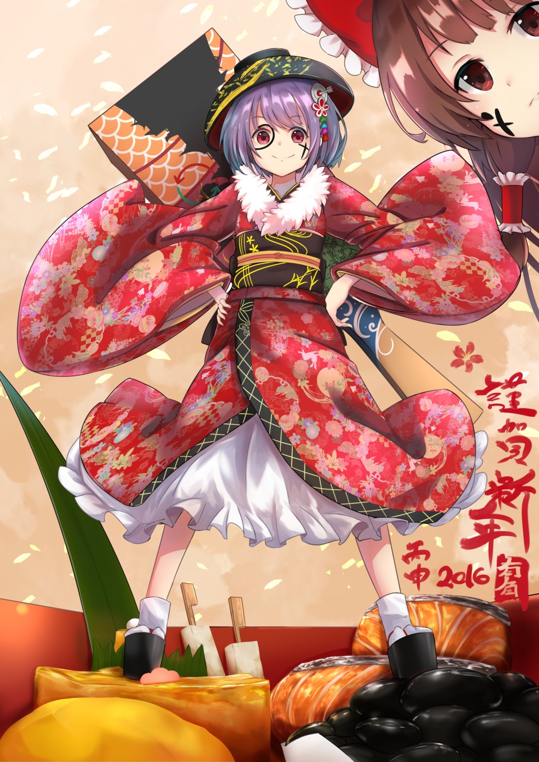 ase_tou_mi_kaameru hakurei_reimu kimono sukuna_shinmyoumaru touhou