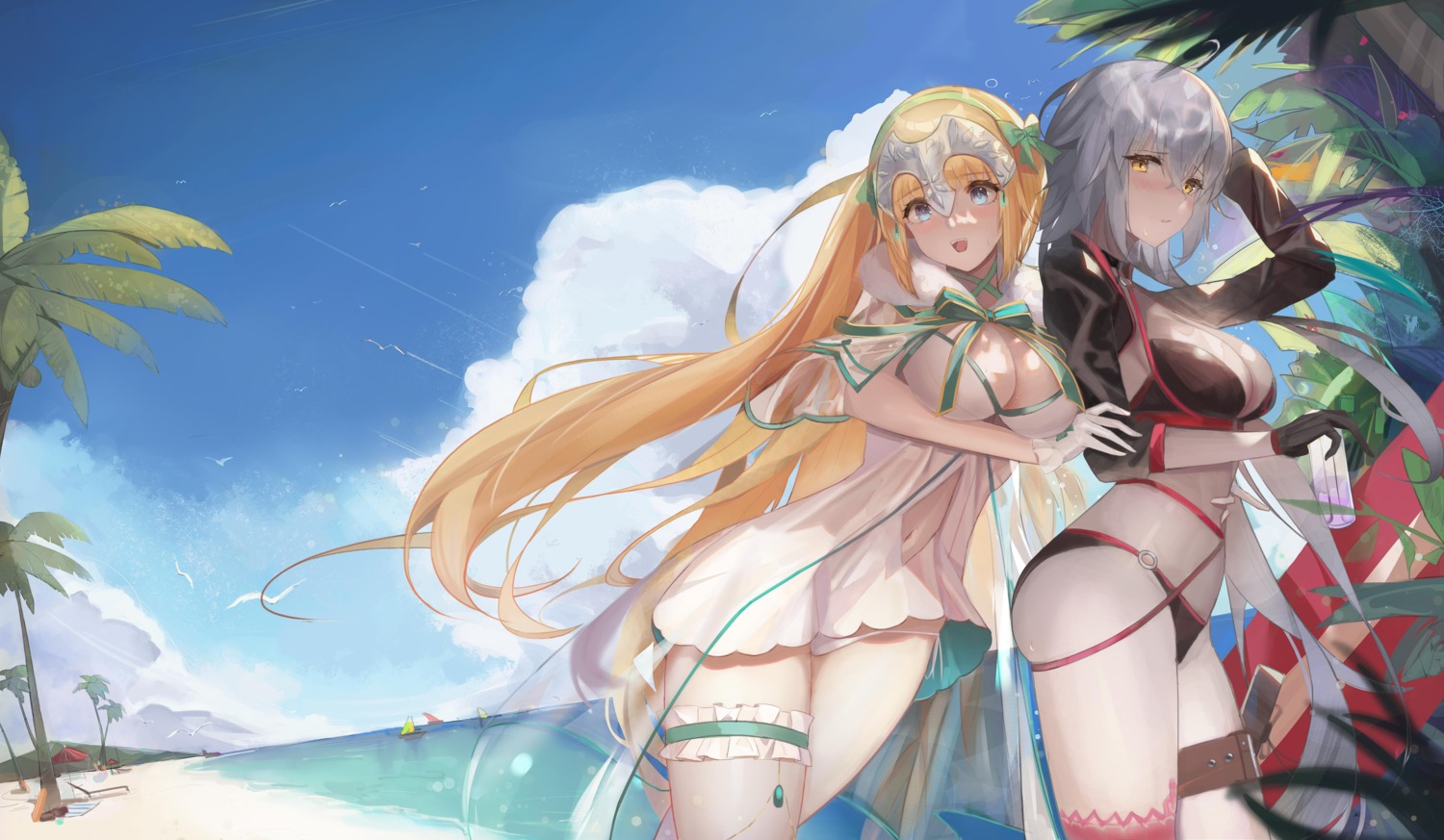 afpl_(parrotz4) bikini dress fate/grand_order garter jeanne_d'arc jeanne_d'arc_(alter)_(fate) jeanne_d'arc_(fate) jpeg_artifacts swimsuits thighhighs