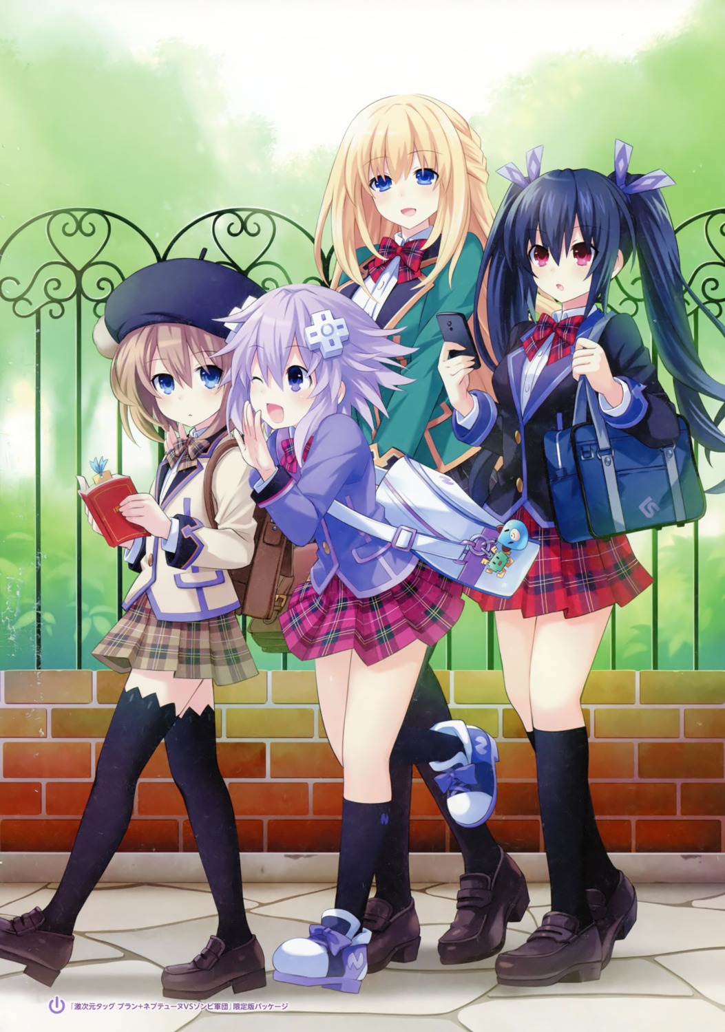 blanc choujigen_game_neptune gekijigen_tag:_blanc_+_neptune_vs_zombie_gundan neptune noire scanning_dust scanning_resolution seifuku thighhighs tsunako vert