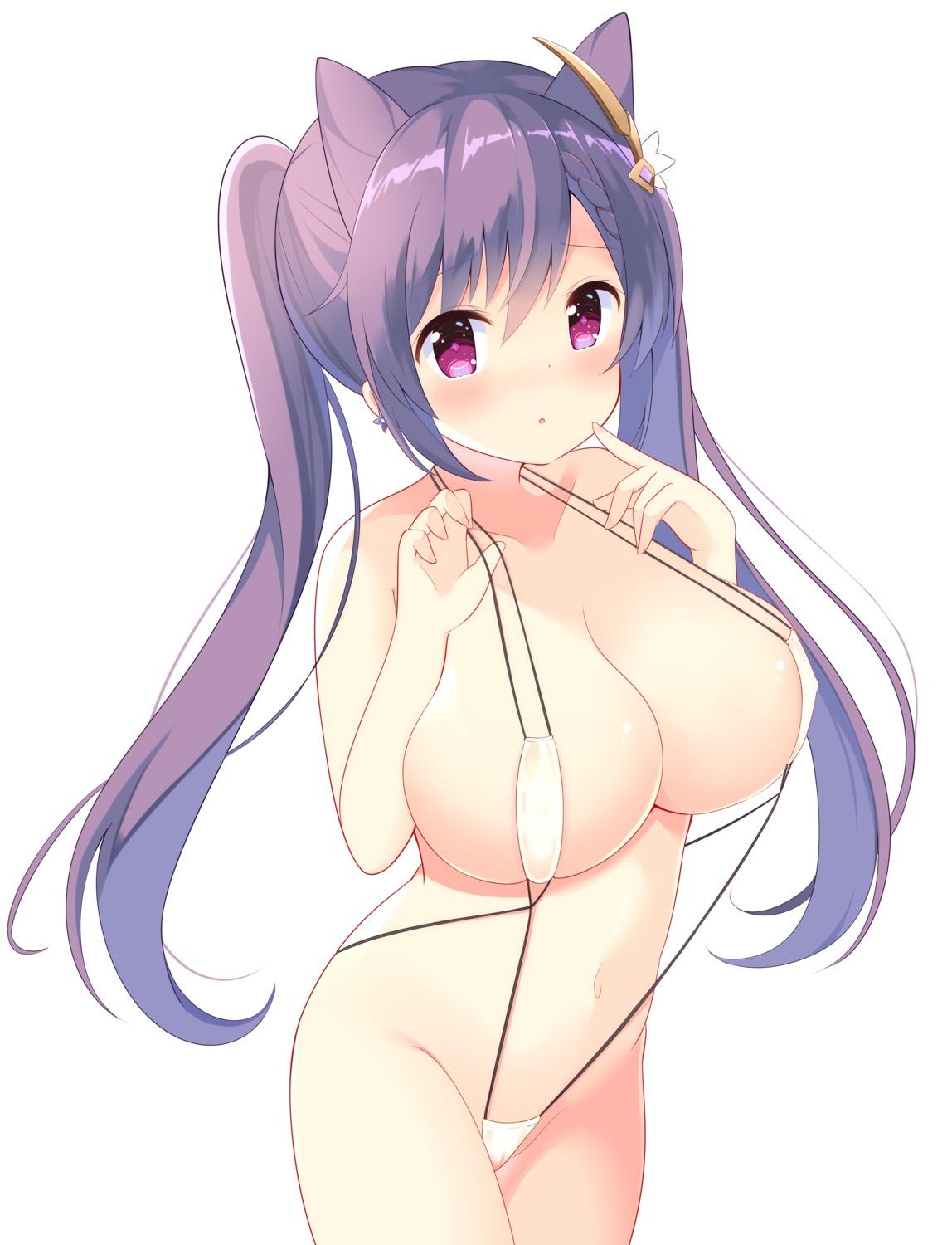 cameltoe erect_nipples genshin_impact keqing mimi_(mimi3mimimi) sling_bikini swimsuits