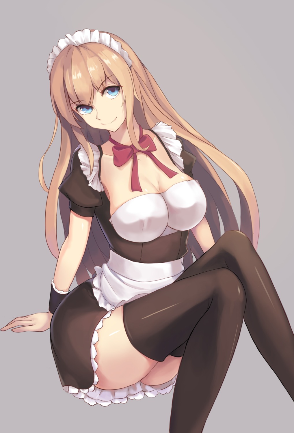 cleavage kuko_(artist) maid thighhighs