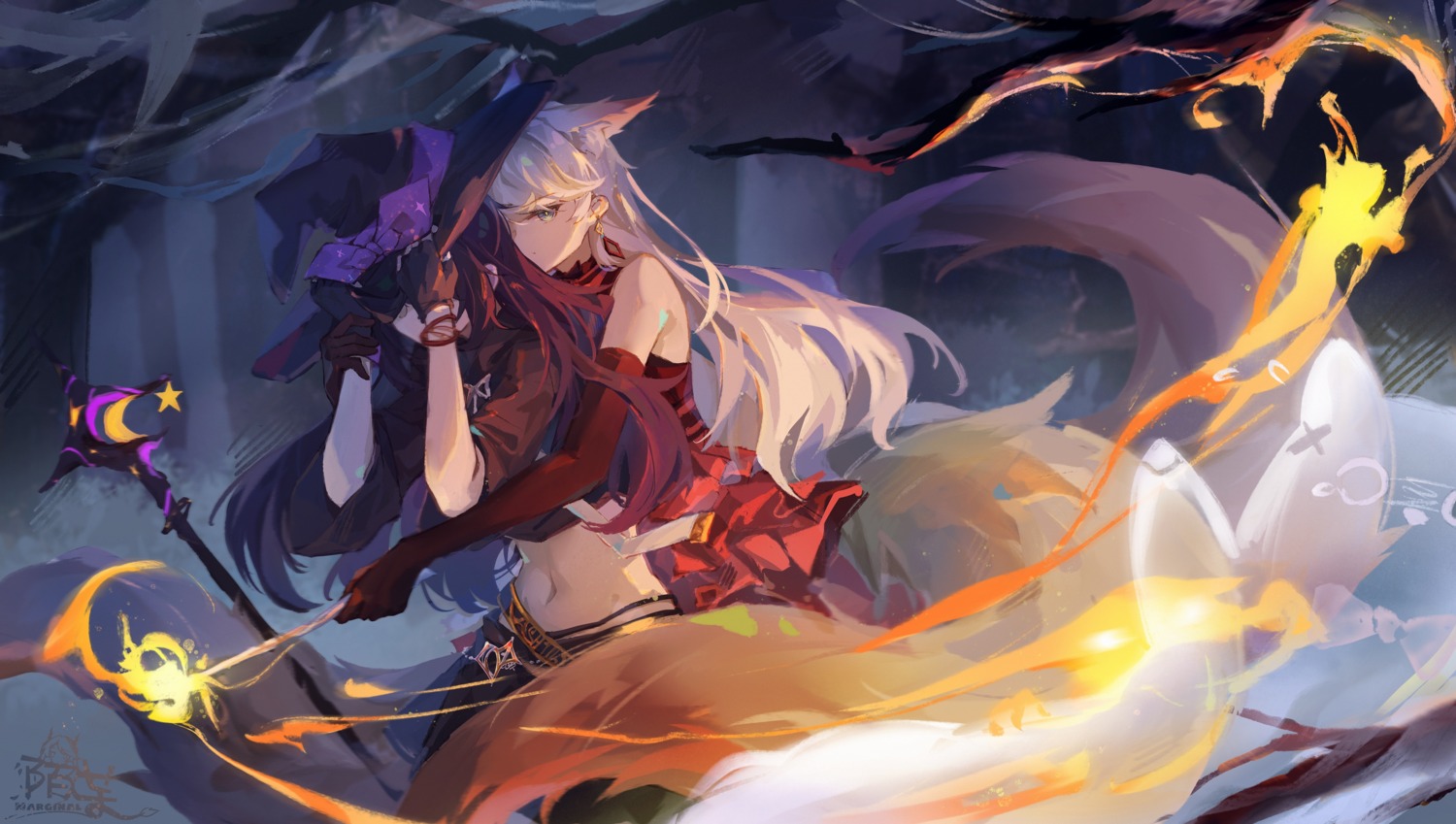 animal_ears kitsune tagme tail weapon witch