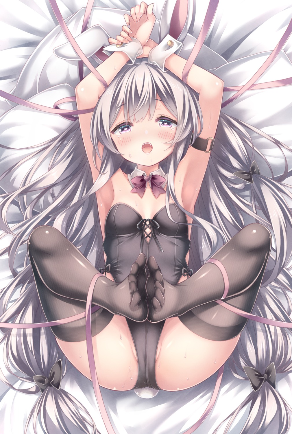 animal_ears bunny_ears bunny_girl feet loli no_bra ryo_(botsugo) tail thighhighs