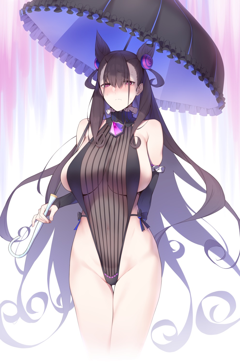 enosan fate/grand_order murasaki_shikibu_(fate) see_through swimsuits umbrella