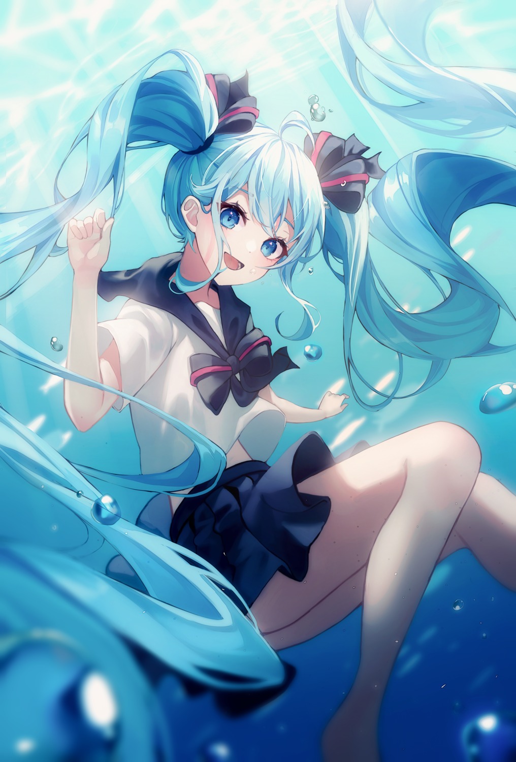 1yu_x bottle_miku hatsune_miku seifuku skirt_lift vocaloid