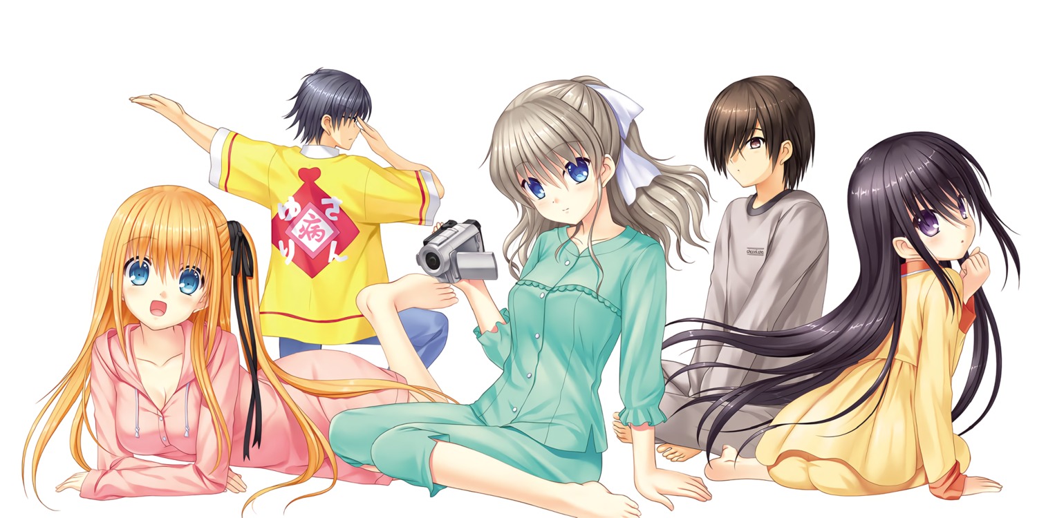 ass charlotte cleavage feet key megane na-ga nishimori_yusa otosaka_ayumi otosaka_yuu pajama takajou_joujirou tomori_nao