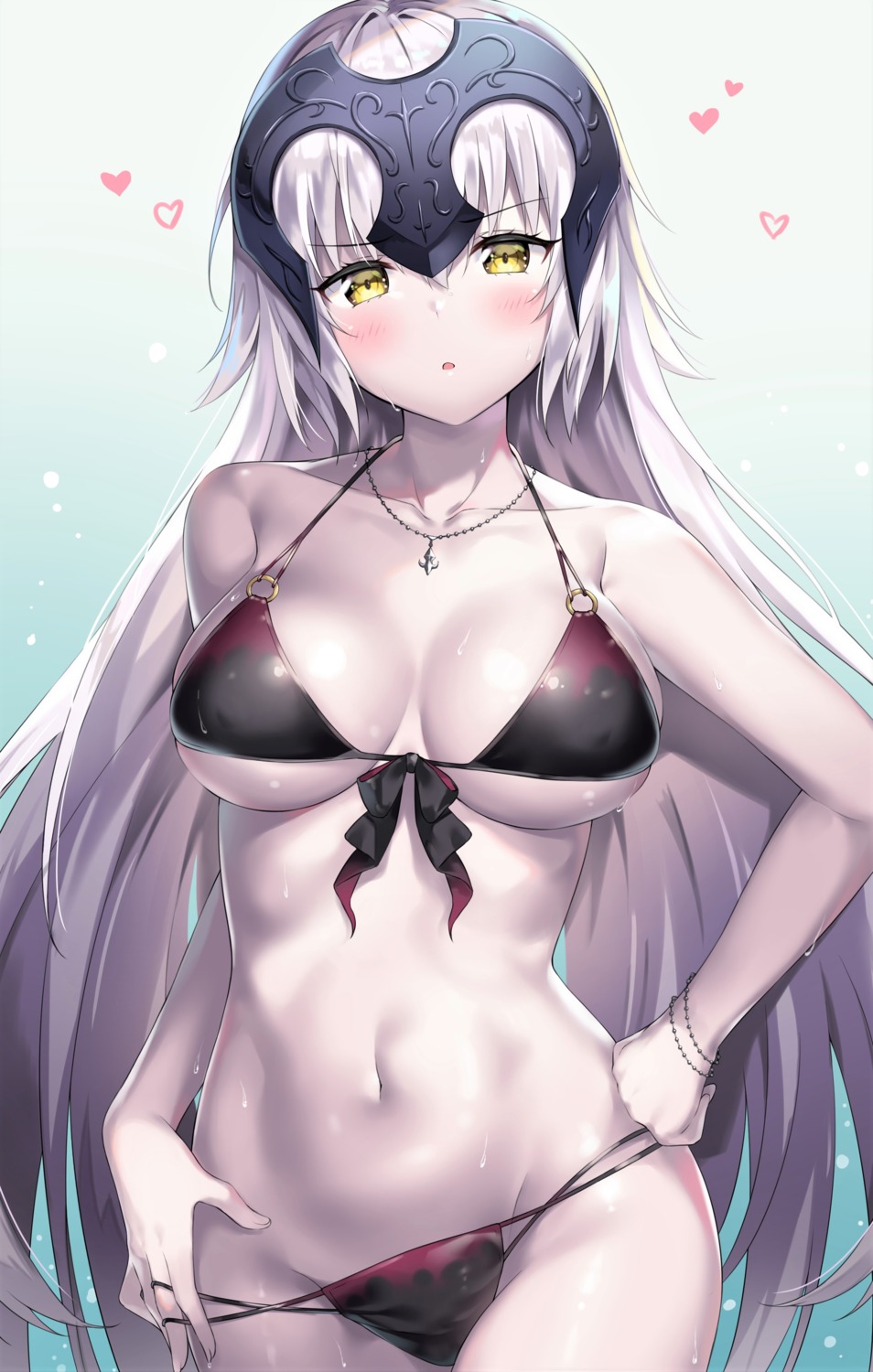 ale_nqki bikini fate/grand_order jeanne_d'arc jeanne_d'arc_alter_(fate) panty_pull swimsuits underboob undressing wet