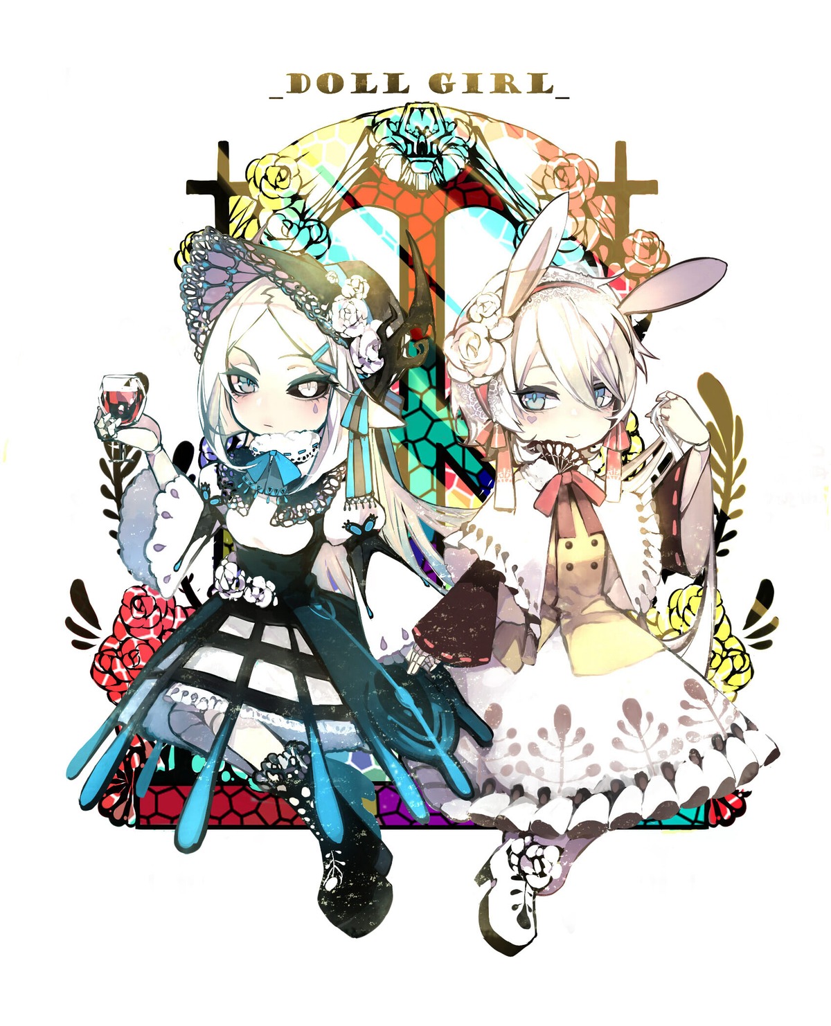 animal_ears bunny_ears godlailer gothic_lolita heels lolita_fashion vocaloid yan_he zhanyin_lorra