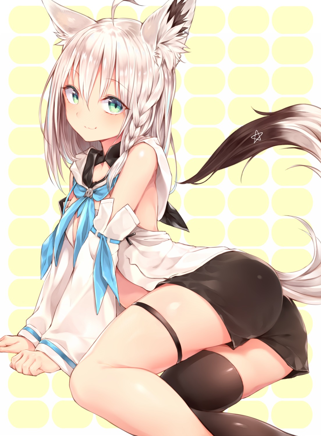 animal_ears ass garter hololive hololive_gamers kitsune shirakami_fubuki sukemyon thighhighs