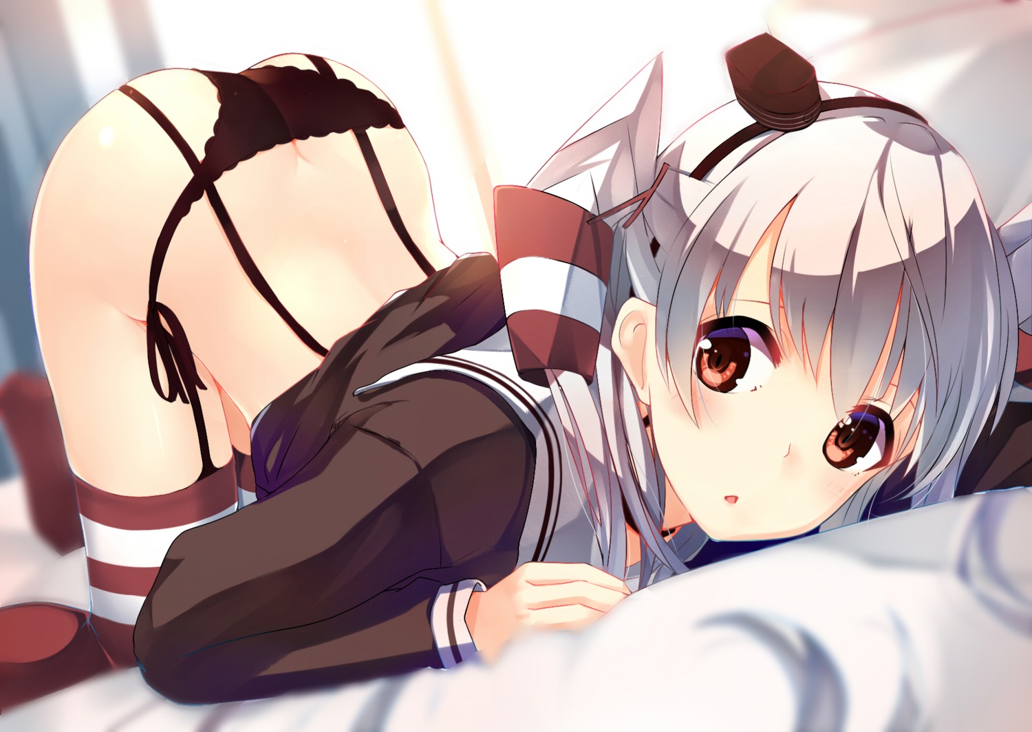 amatsukaze_(kancolle) ass gin00 kantai_collection loli pantsu seifuku stockings string_panties thighhighs