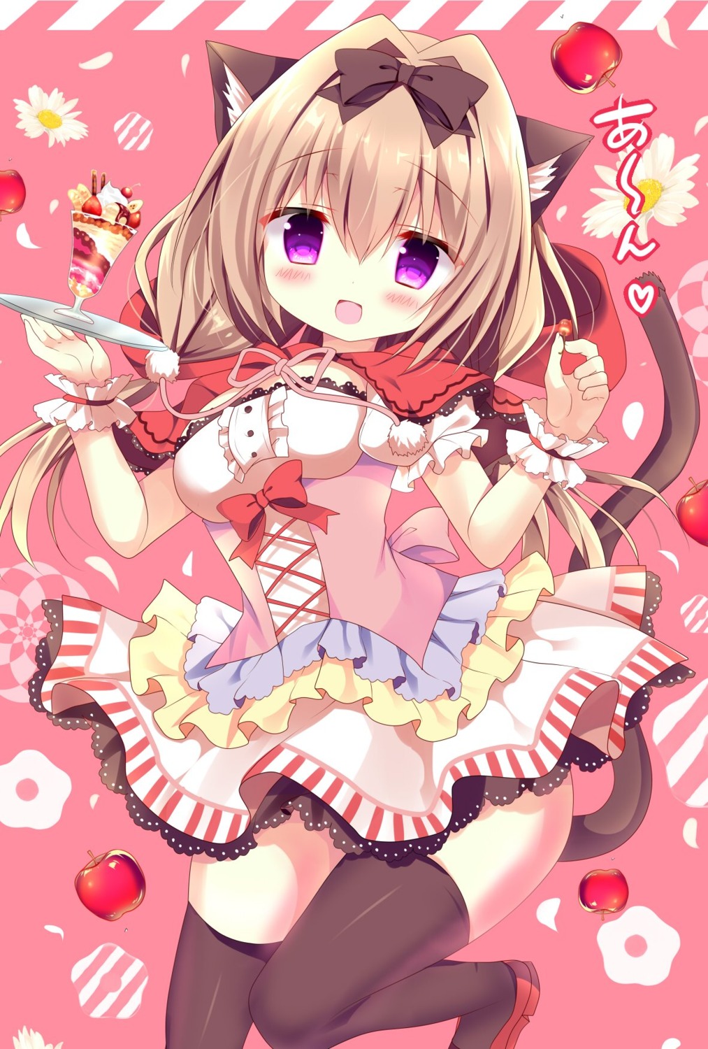 animal_ears azumi_kazuki nekomimi tail thighhighs waitress