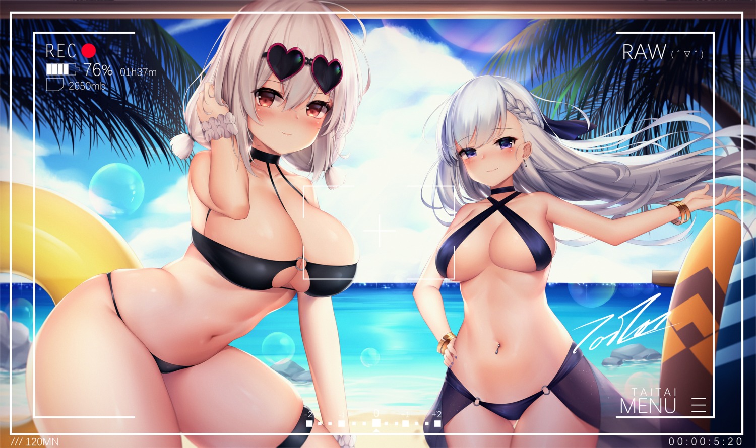 azur_lane belfast_(azur_lane) bikini garter megane sirius_(azur_lane) swimsuits taitai