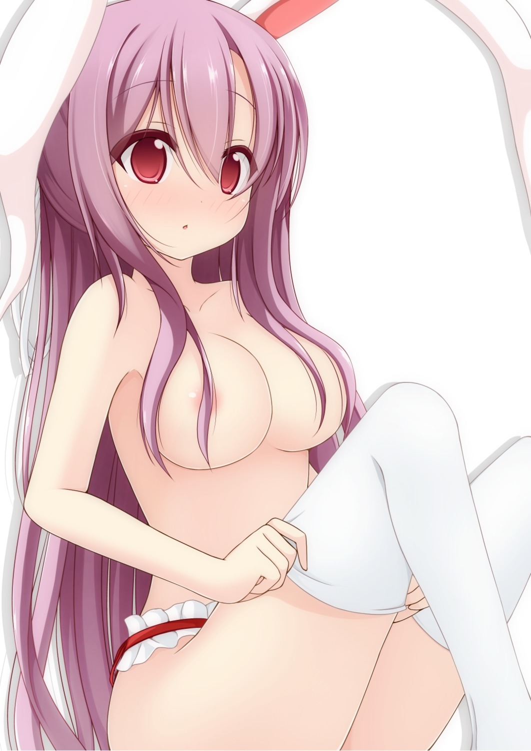 areola chumugi reisen_udongein_inaba thighhighs topless touhou