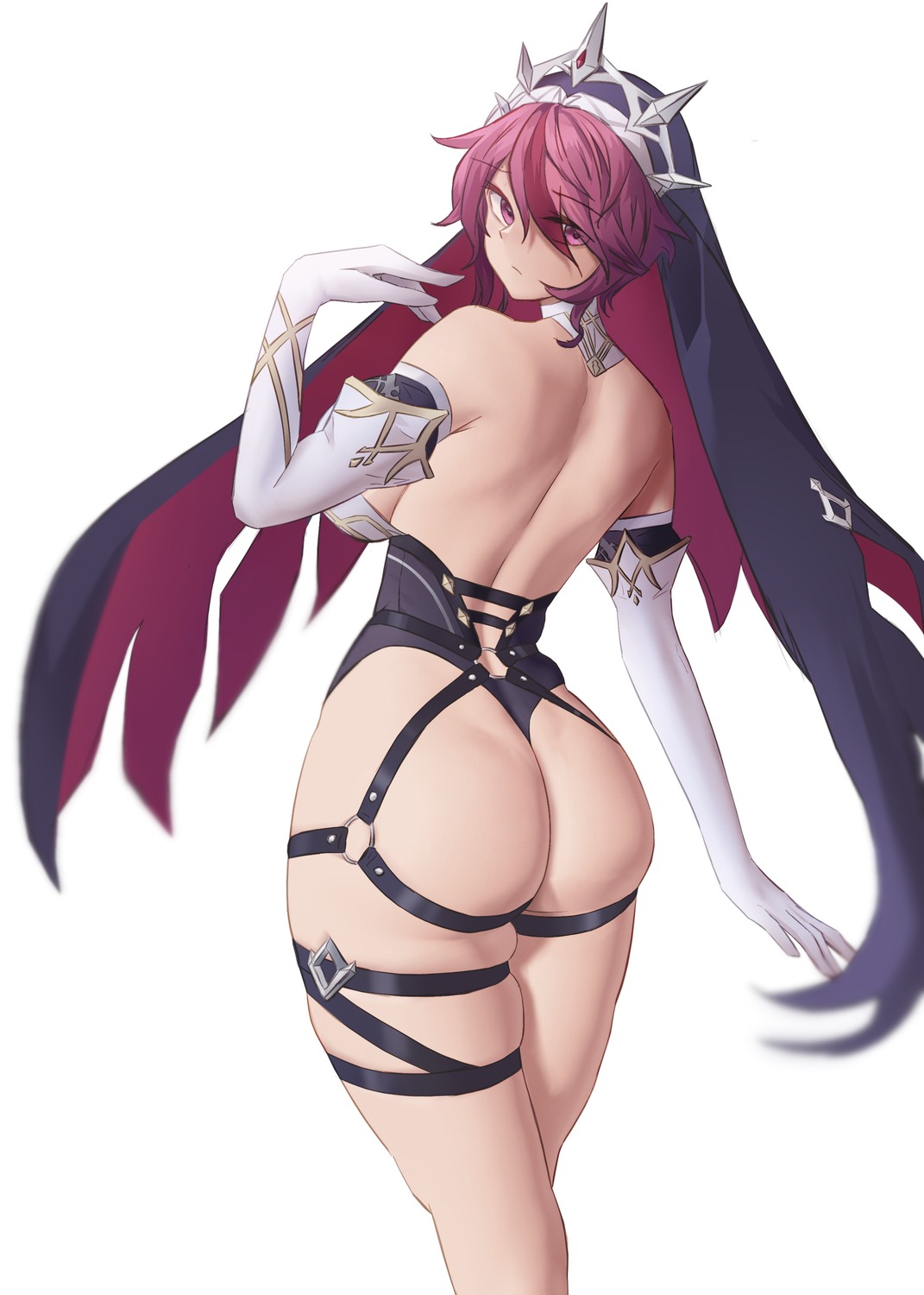 ass garter genshin_impact leotard ningzi no_bra rosaria