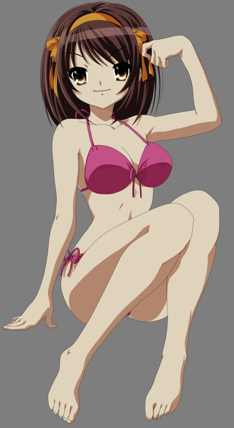 bikini cleavage feet ikeda_shouko suzumiya_haruhi suzumiya_haruhi_no_yuuutsu swimsuits transparent_png vector_trace