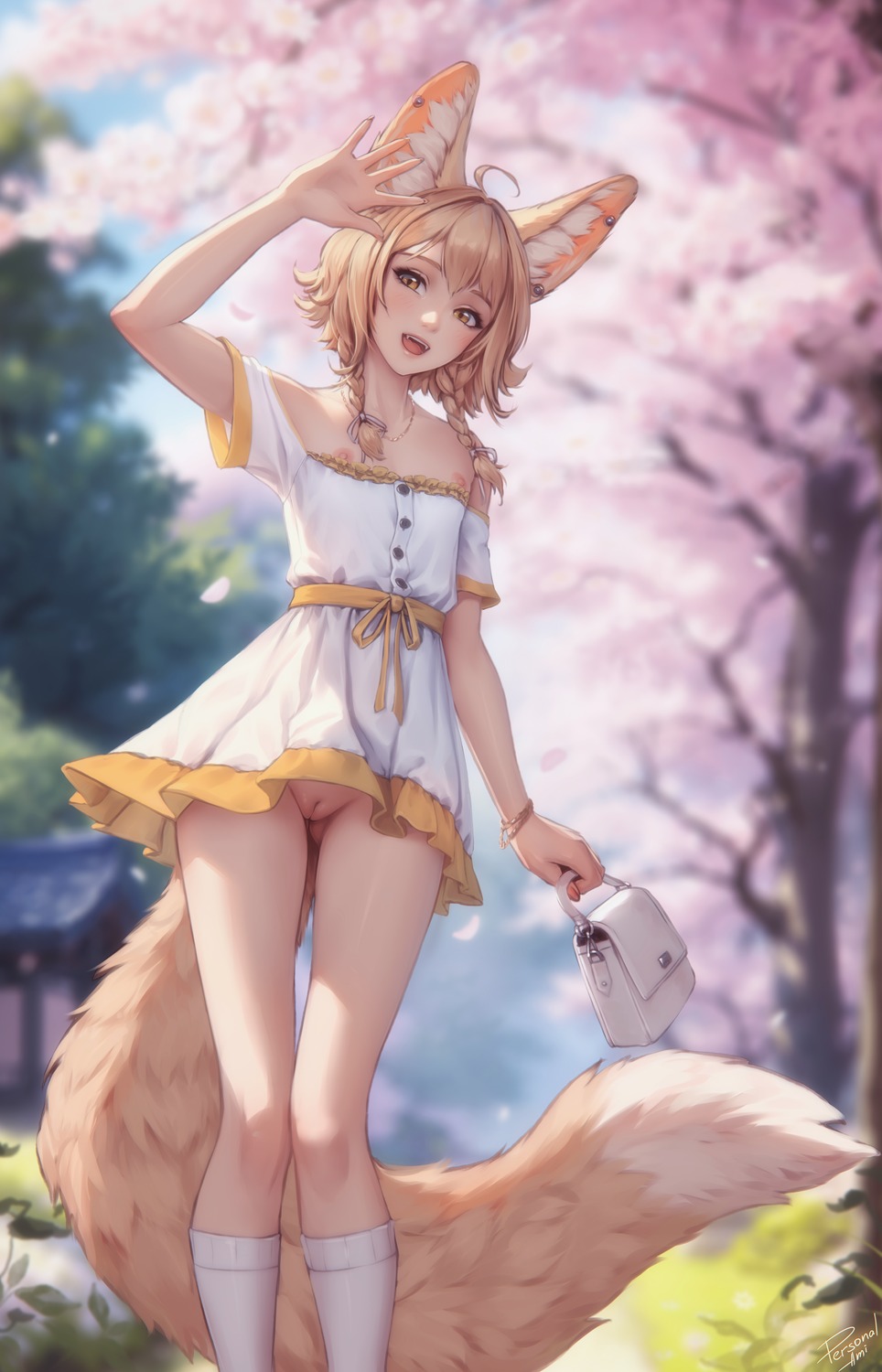 animal_ears kitsune nipples nopan personal_ami pussy tail uncensored