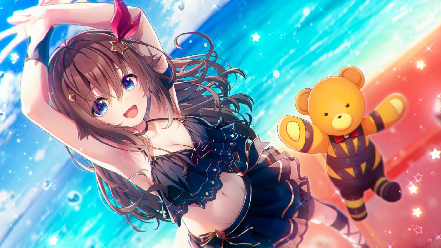 bikini chihiro_ayaka cleavage garter hololive swimsuits tokino_sora wallpaper