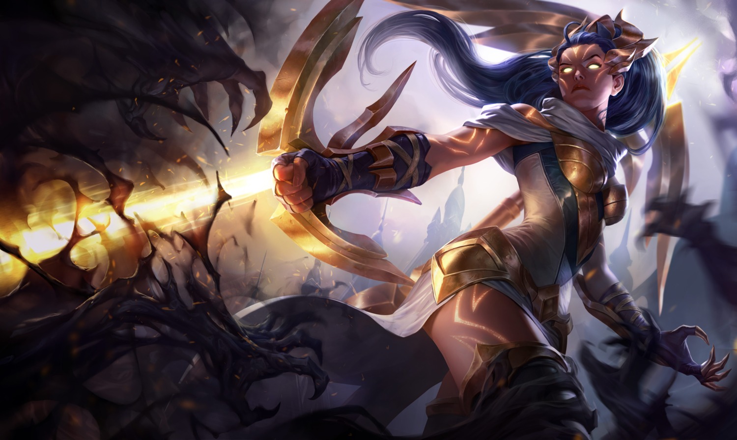 armor league_of_legends tagme tattoo thighhighs weapon