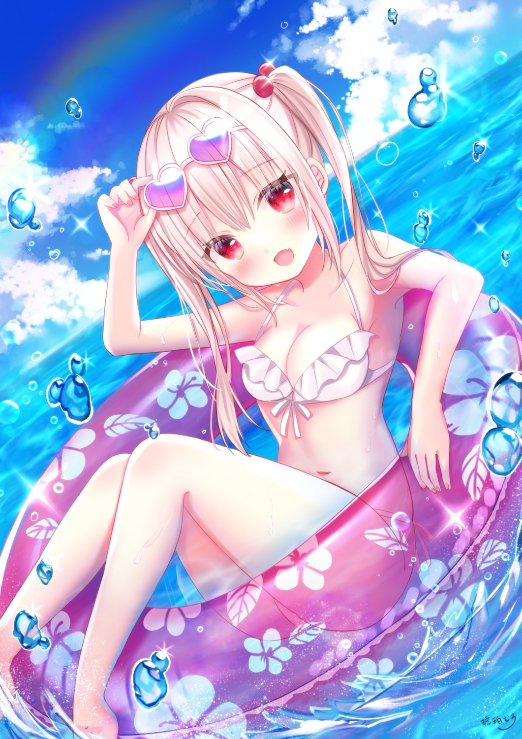 bikini kohaku_muro megane swimsuits wet