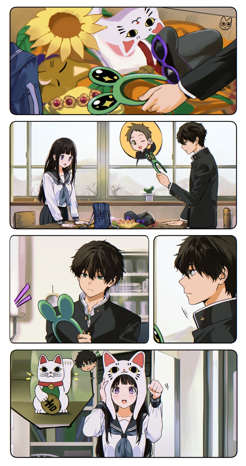 chitanda_eru fukube_satoshi hyouka mery_(yangmalgage) oreki_houtarou seifuku