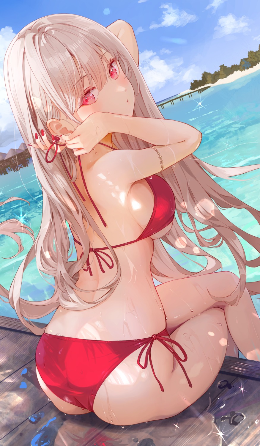 ass bikini ito_lab swimsuits undressing wet