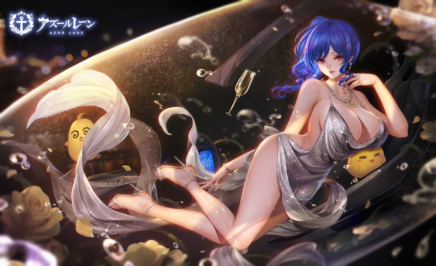 azur_lane dress heels jpeg_artifacts manjuu_(azur_lane) no_bra nopan pcw skirt_lift st._louis_(azur_lane)