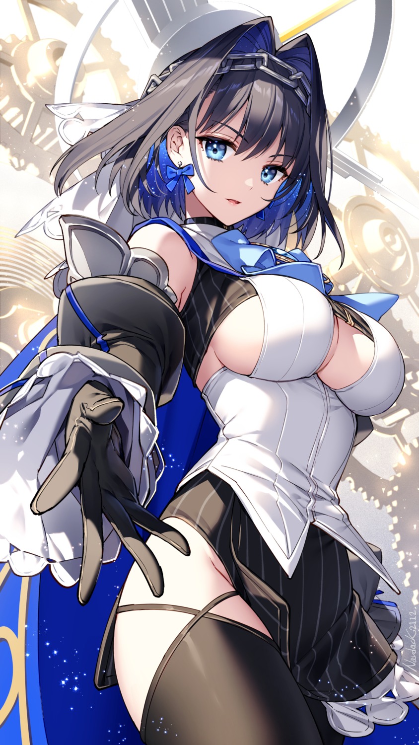 hololive hololive_english nardack no_bra ouro_kronii thighhighs