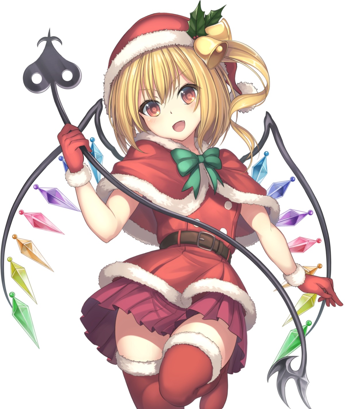 christmas flandre_scarlet janne_cherry skirt_lift thighhighs touhou wings