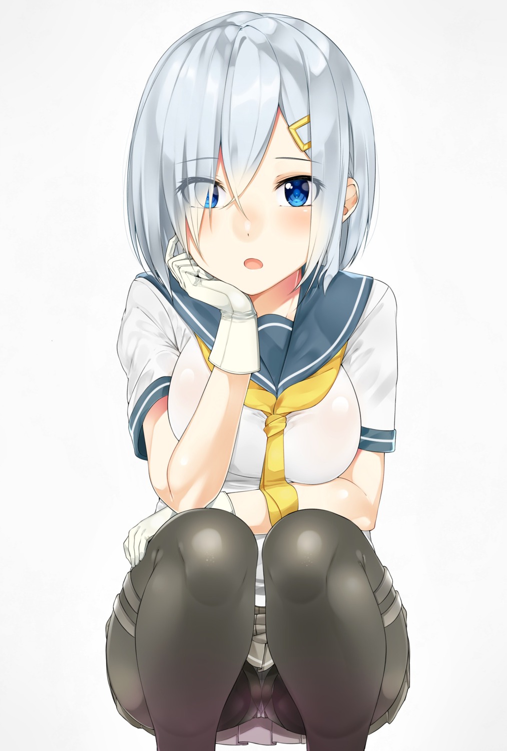 hamakaze_(kancolle) kantai_collection nezumi_doshi pantsu pantyhose seifuku