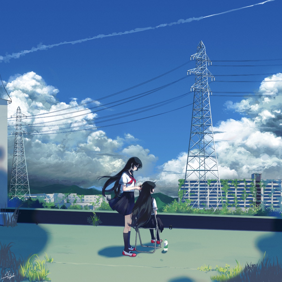 landscape seifuku skirt_lift tagme yuri