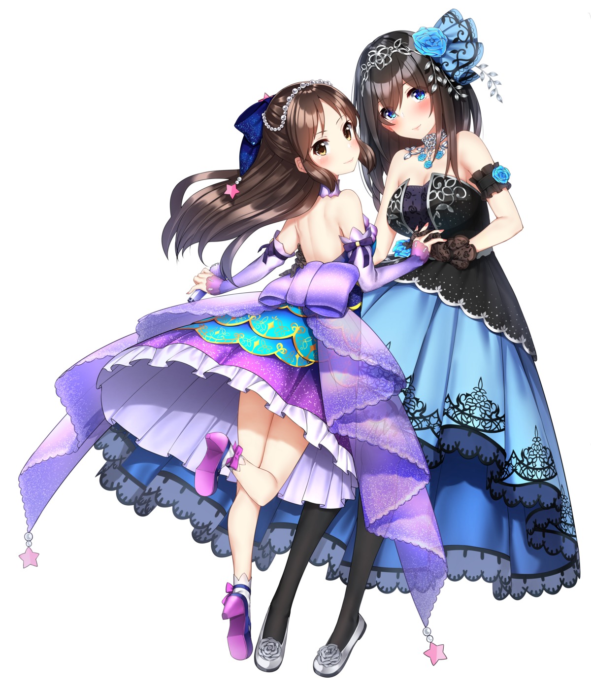 cleavage dress go-1 heels sagisawa_fumika tachibana_arisu the_idolm@ster the_idolm@ster_cinderella_girls the_idolm@ster_cinderella_girls_u149