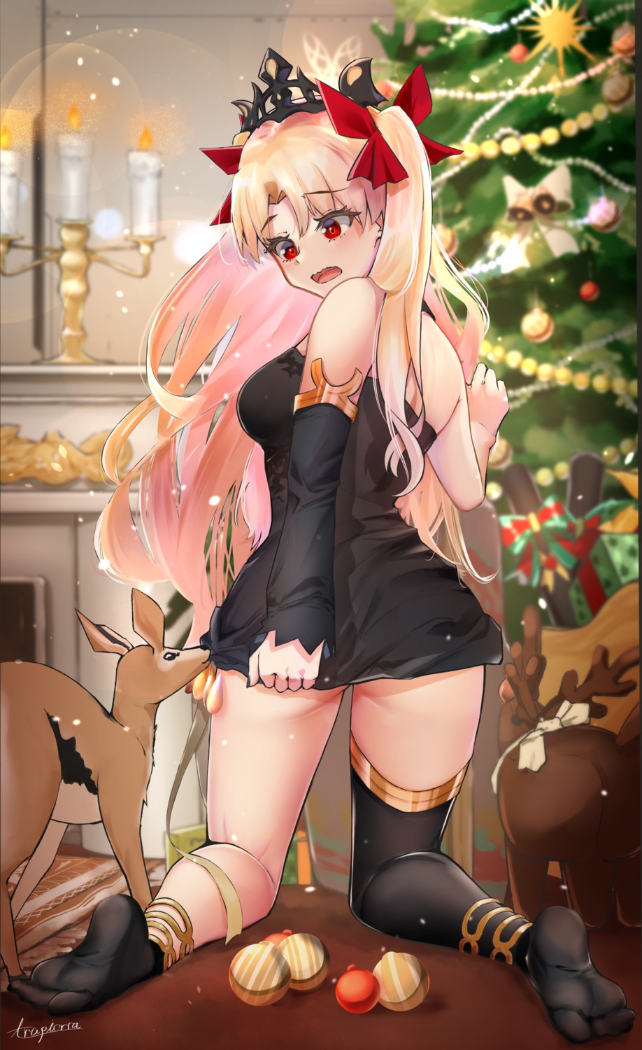 ass christmas dress ereshkigal_(fate/grand_order) fate/grand_order feet thighhighs trapiorra