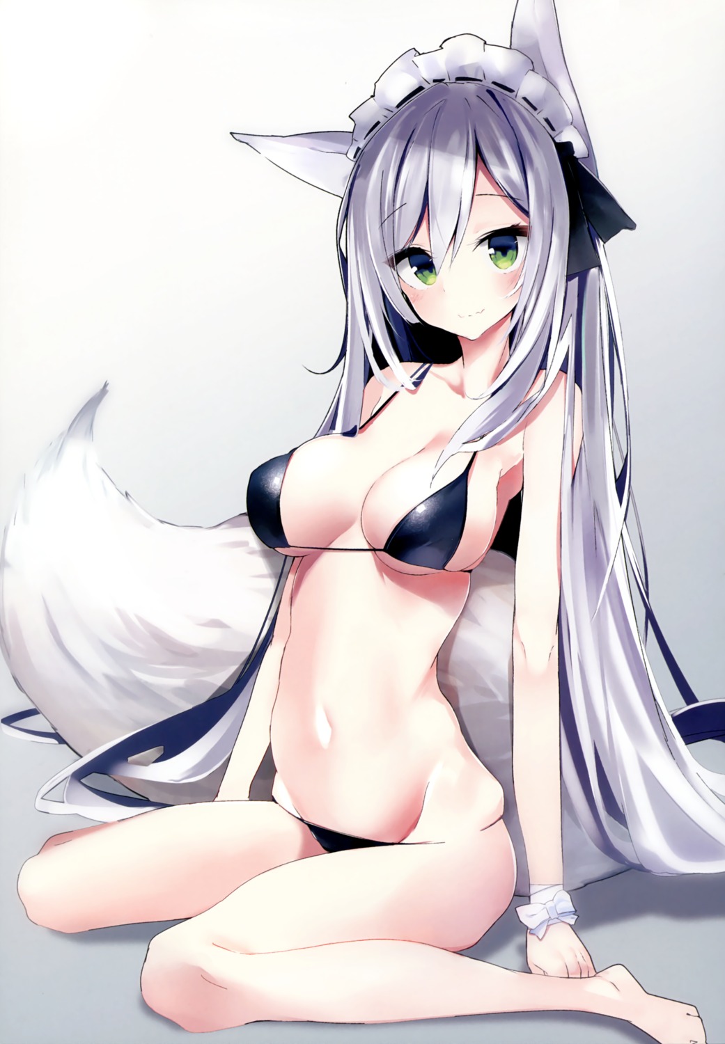 animal_ears bikini cleavage erect_nipples harenchitomeko swimsuits tail