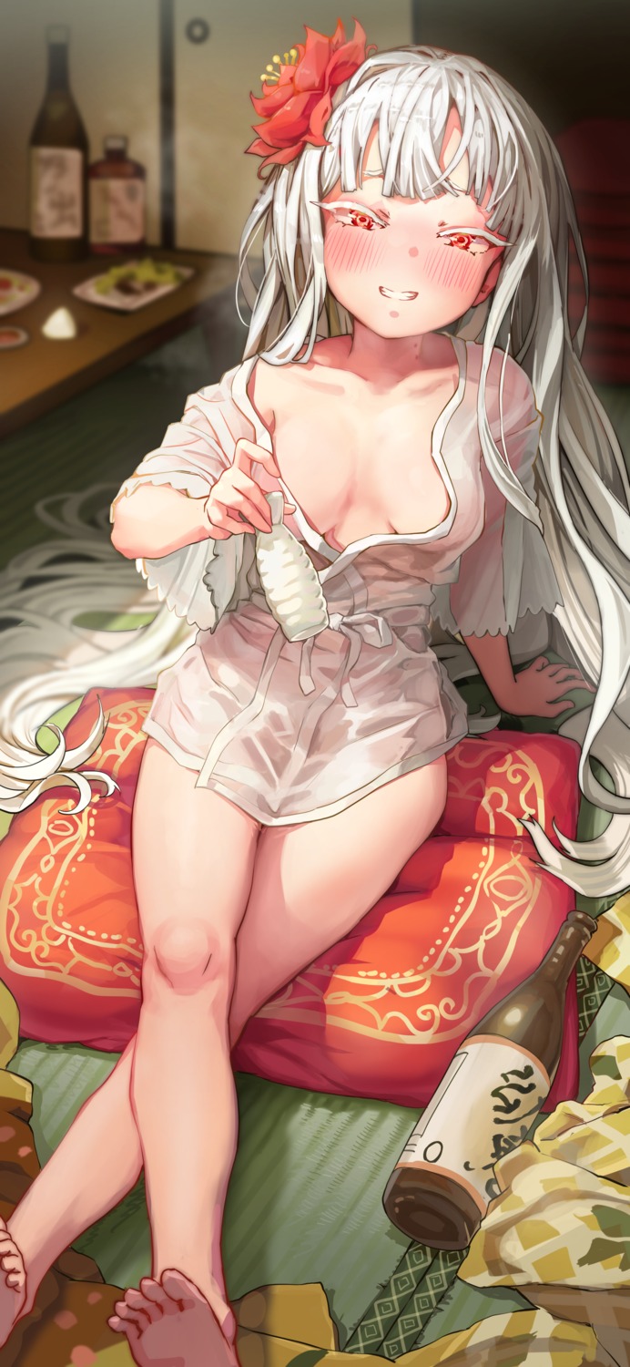 loli melaton no_bra open_shirt sake see_through