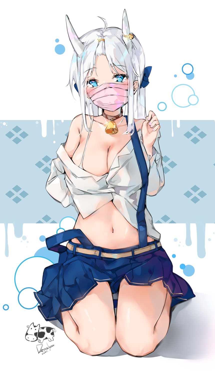 bikini dema_hmw horns open_shirt skirt_lift swimsuits