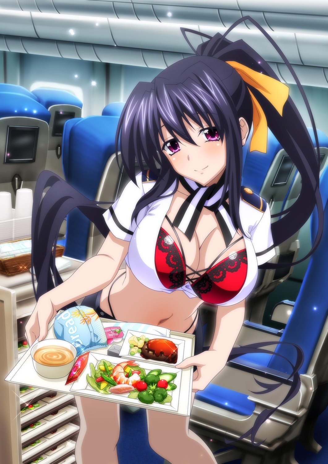 bra cleavage highschool_dxd himejima_akeno marvelous_entertainment open_shirt pantsu uniform