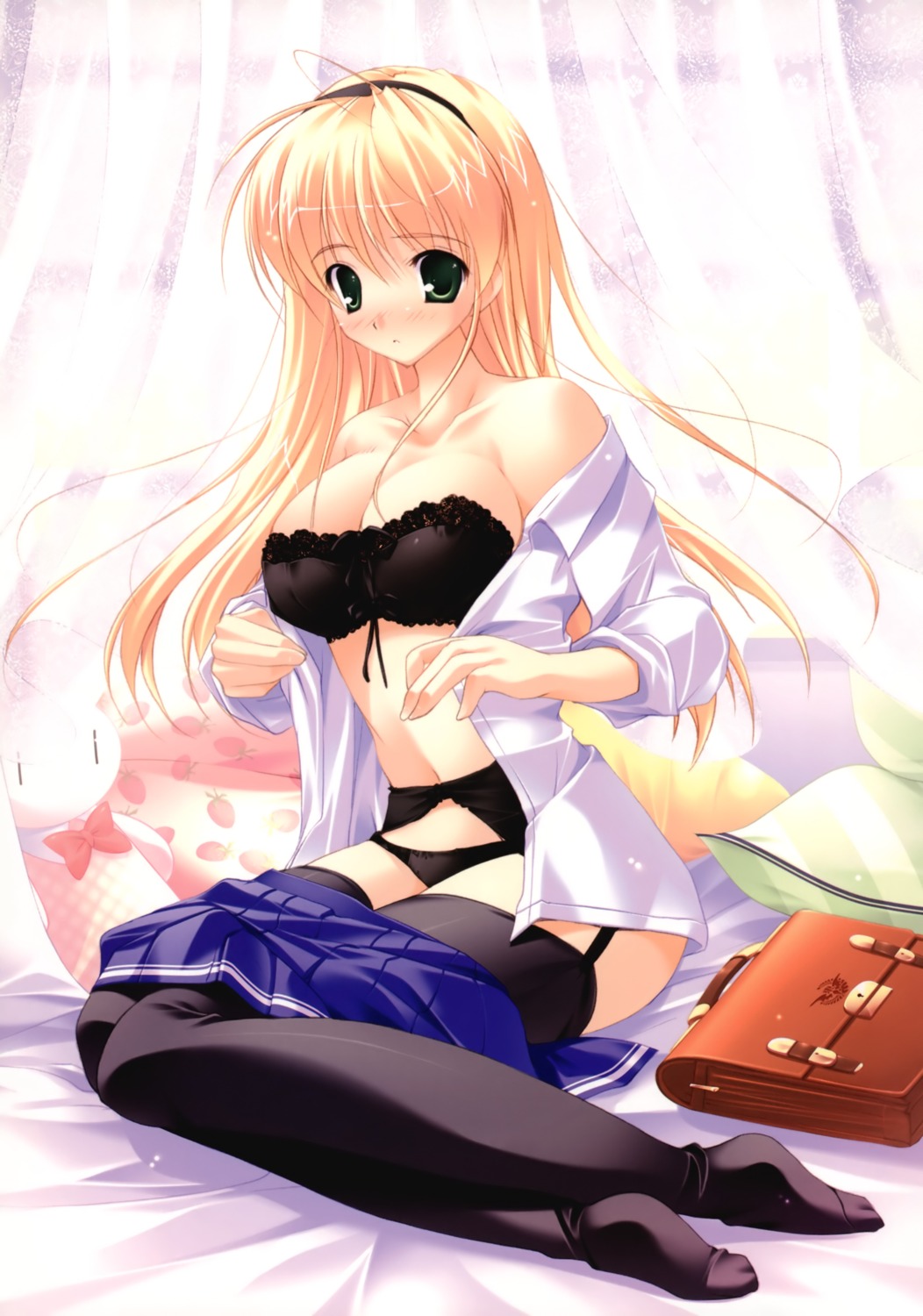 bra cleavage garter_belt marmalade mikeou miraroma pantsu seihouin_erika stockings thighhighs undressing