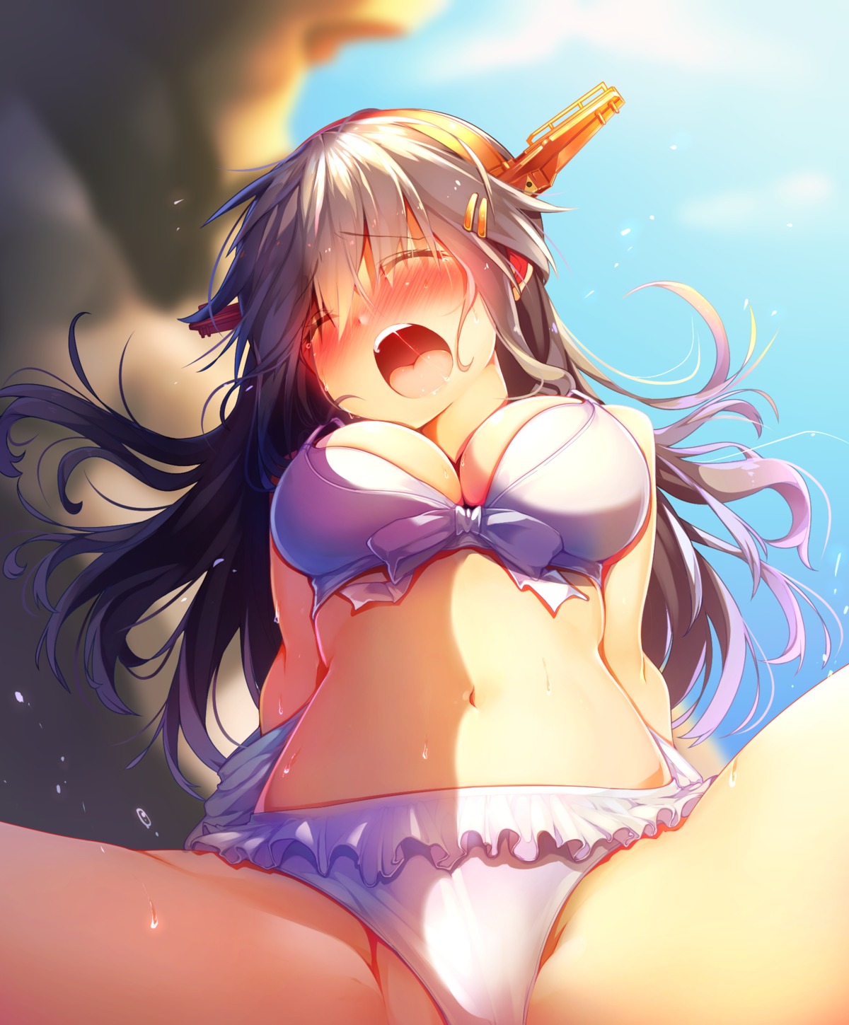 bikini haruna_(kancolle) kantai_collection swimsuits tsukui_kachou