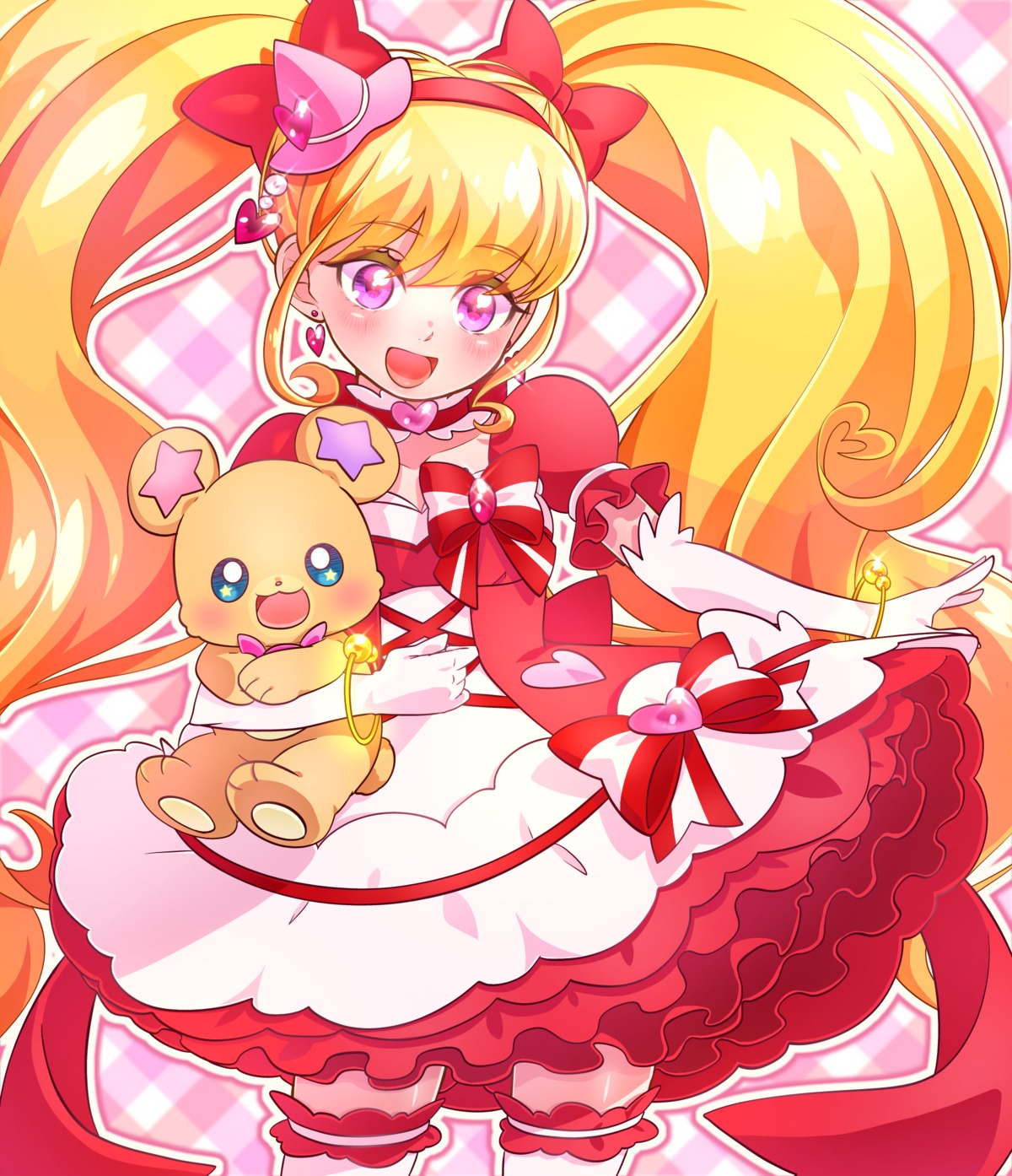 asahina_mirai dress mahoutsukai_precure! mofurun_(precure) precure thighhighs yupiteru