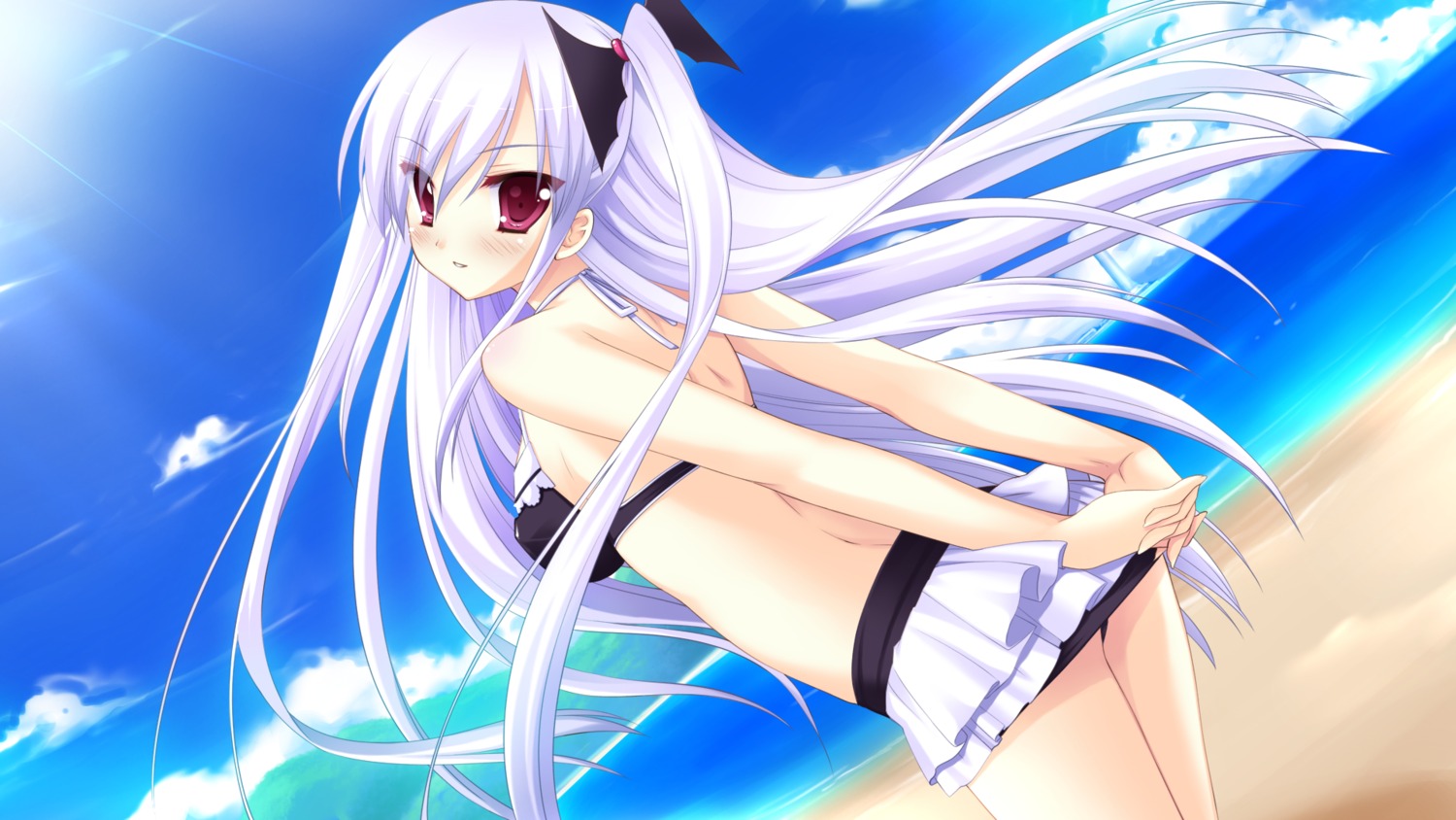 akechi_hikari bikini game_cg hyper_highspeed_genius miyasu_risa swimsuits windmill