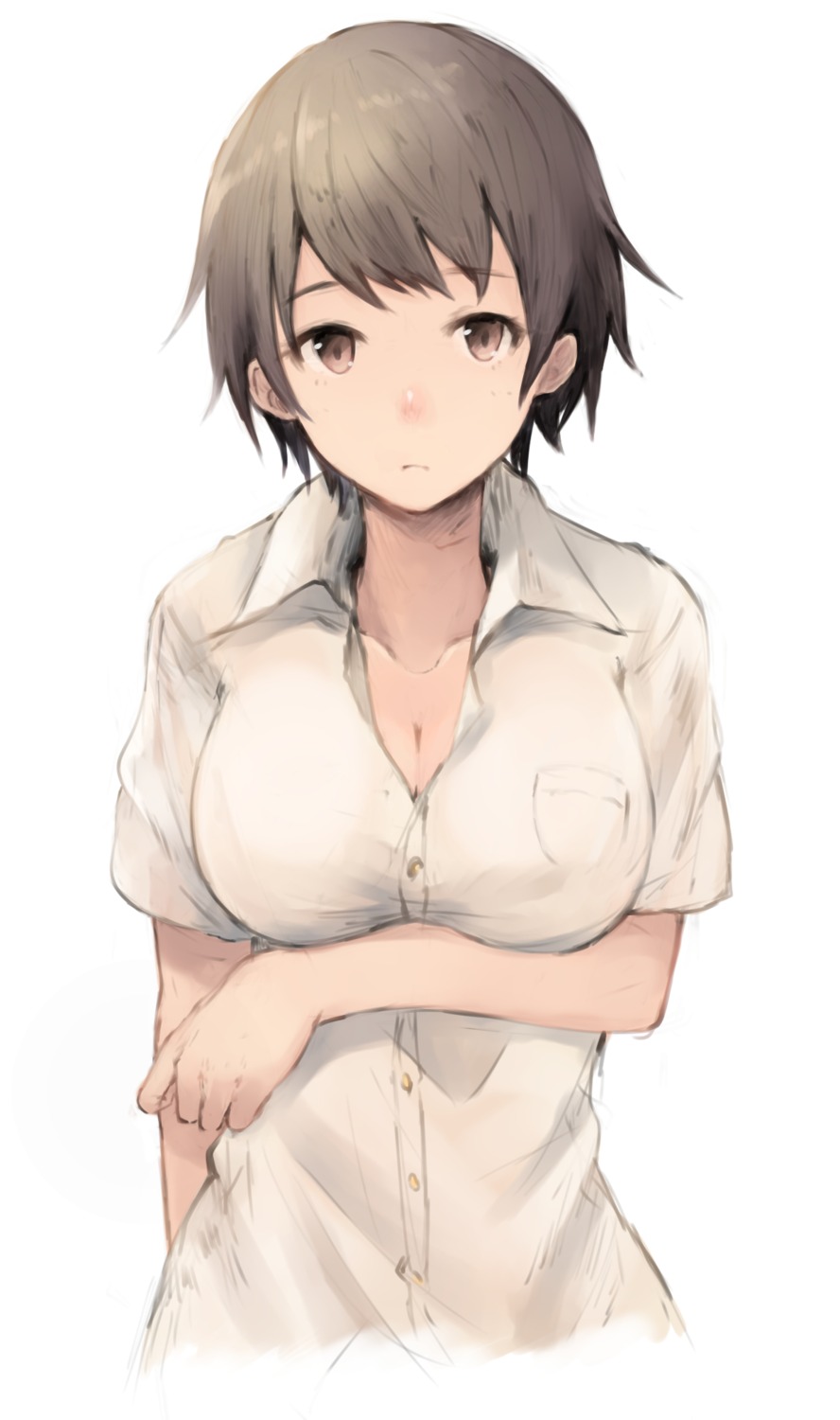 breast_hold cleavage dress_shirt koretsuki_azuma