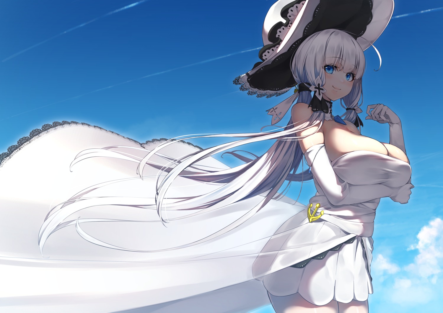 azur_lane breast_hold dress illustrious_(azur_lane) yamanokami_eaka