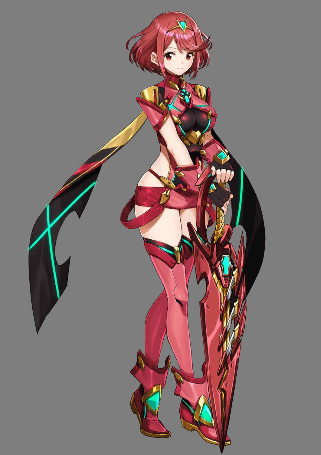 bodysuit homura_(xenoblade_2) monolith_soft nintendo saitom sword thighhighs transparent_png xenoblade xenoblade_chronicles_2