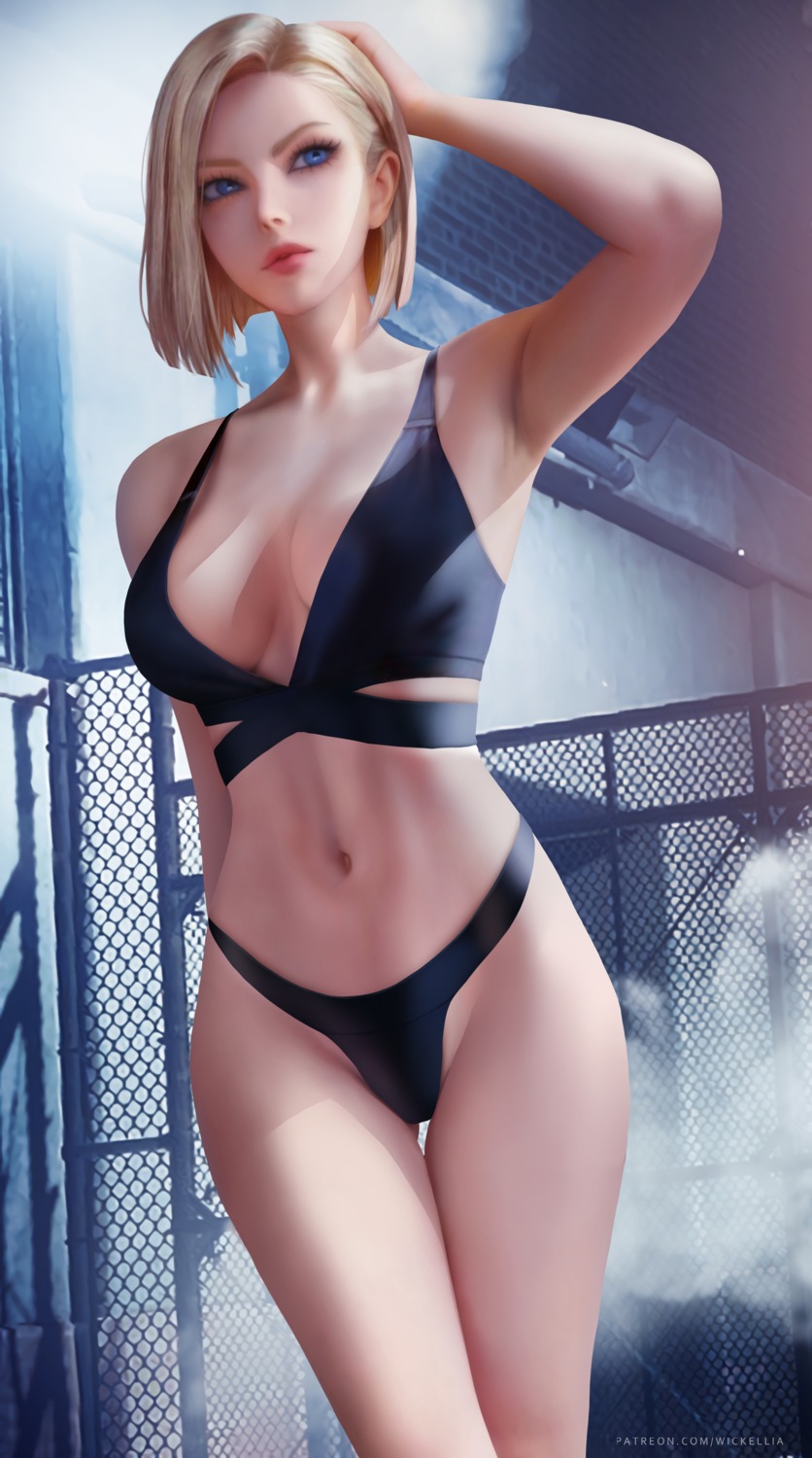 android_18 bikini dragon_ball dragon_ball_z swimsuits wickellia