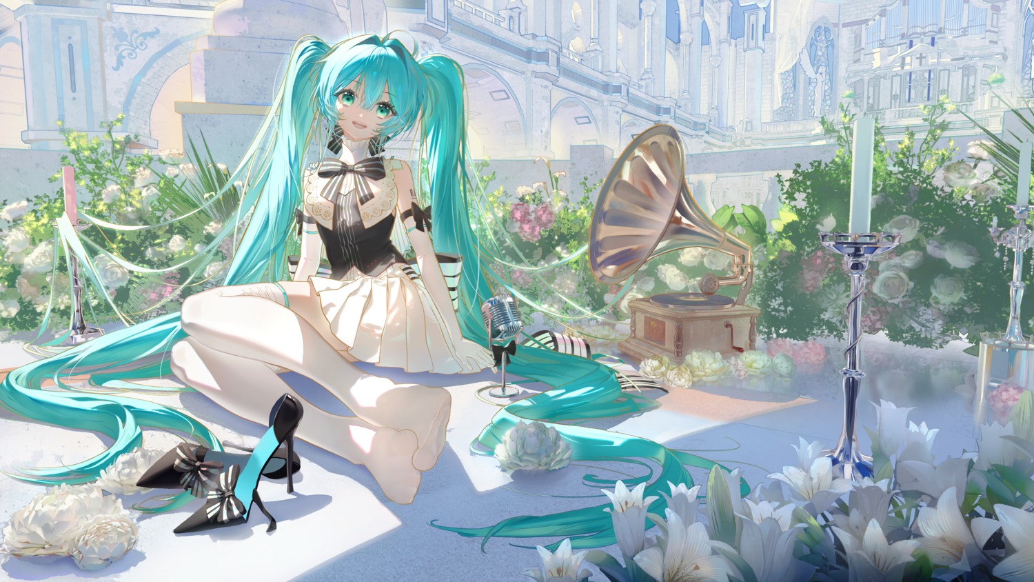 hatsune_miku heels jiantai tattoo thighhighs vocaloid wallpaper