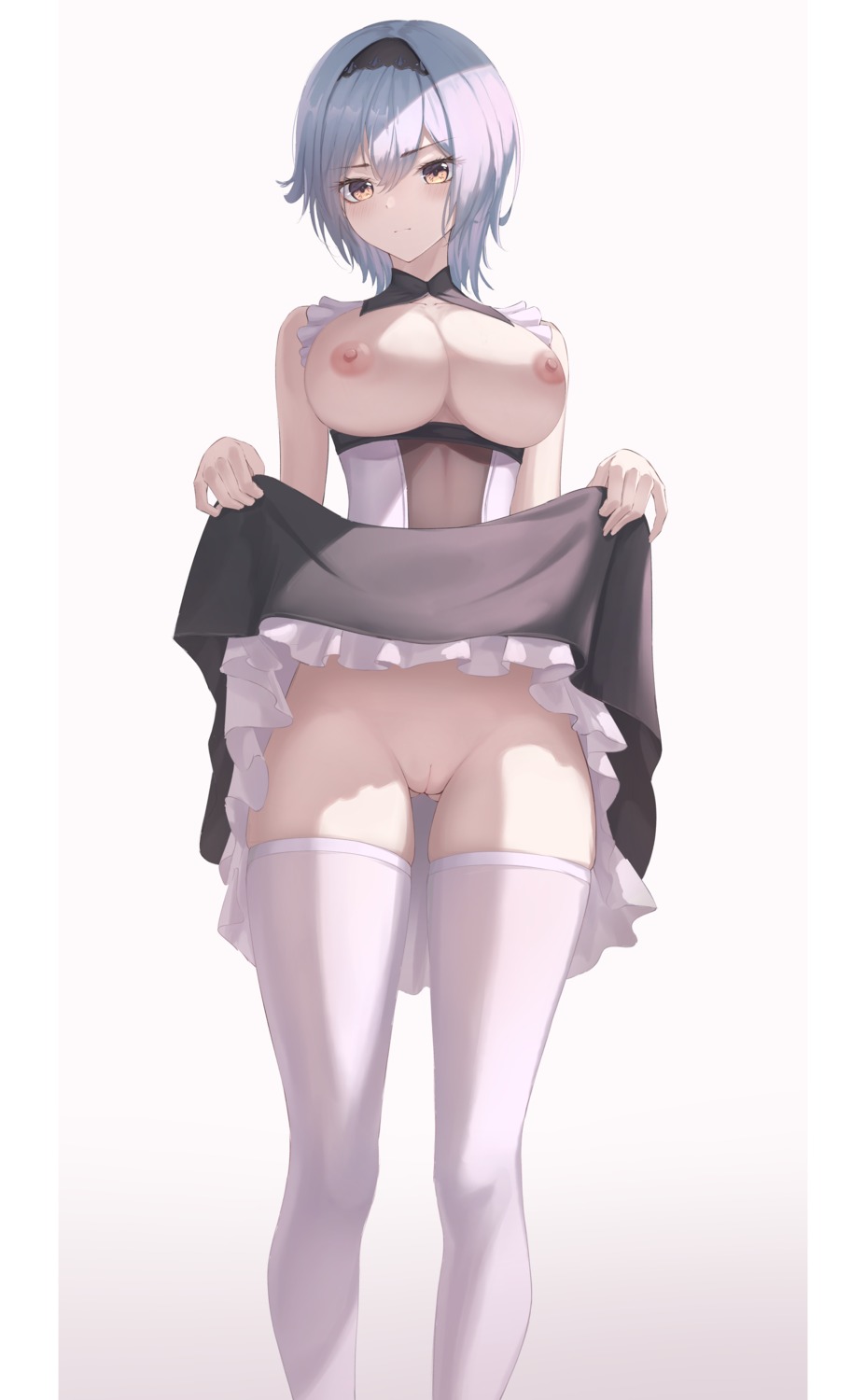 breasts eula genshin_impact maid marinesnow nipples no_bra nopan pussy skirt_lift thighhighs uncensored