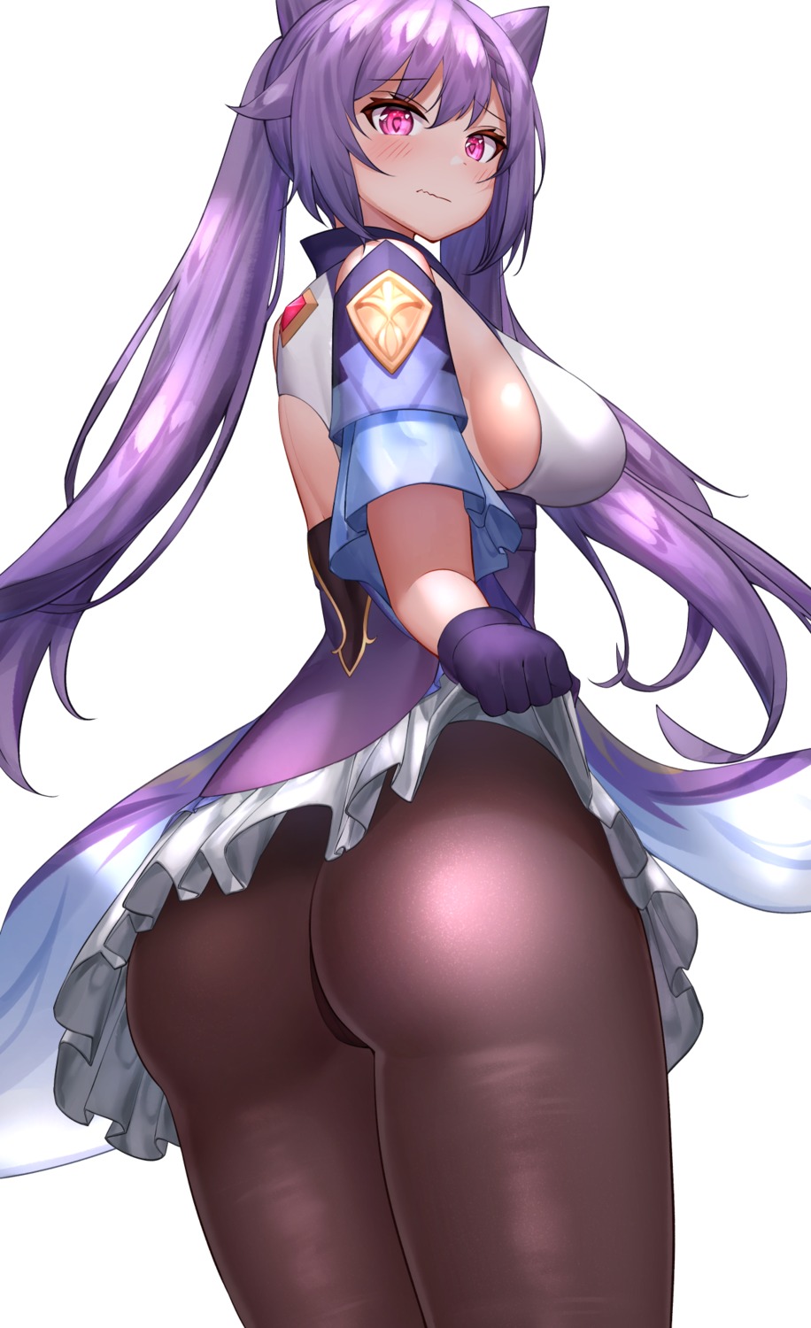 ass deaver genshin_impact keqing pantyhose skirt_lift