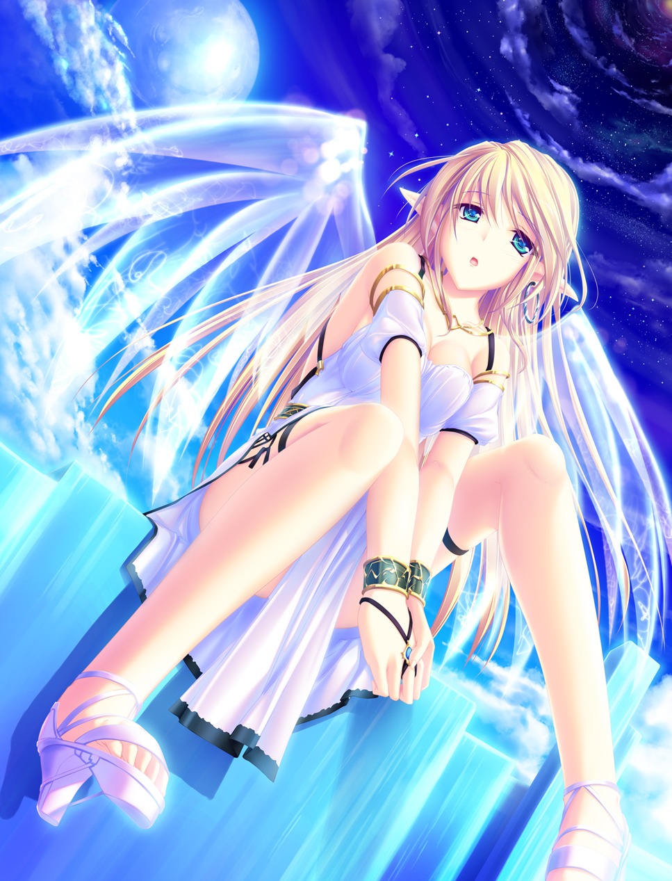 angel dress elf pointy_ears tenmaso wings