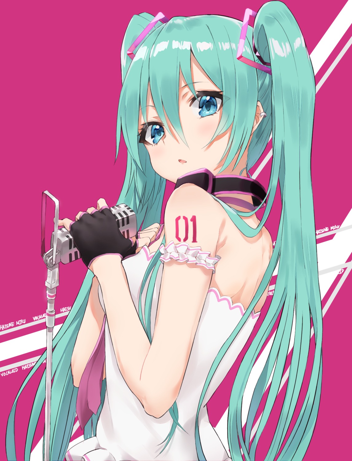 applepie_(12711019) hatsune_miku headphones tattoo vocaloid